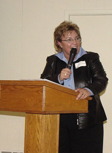 Karey Claghorn, Deputy Secretary of Agriculture with Iowa Department of Agriculture, presents information on the World Food Prize.
